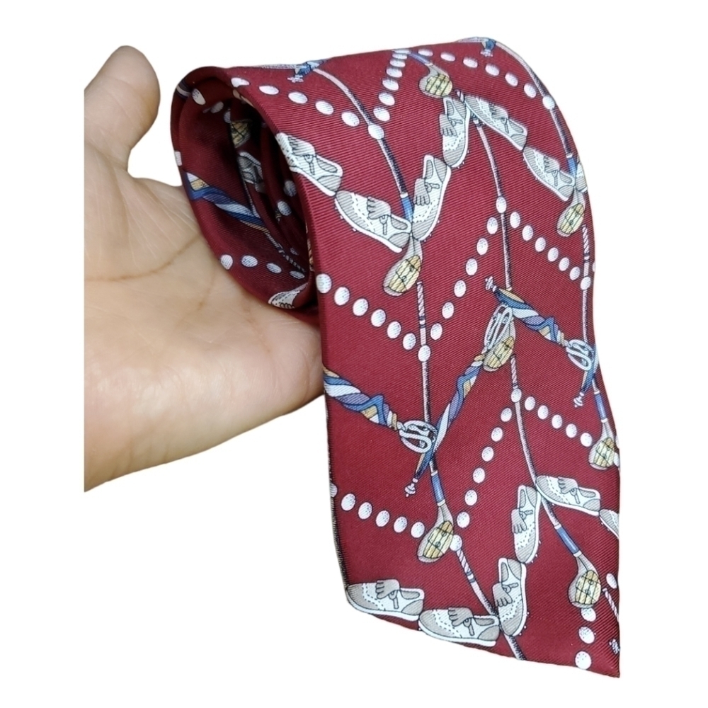 Resilio Burgundy Golf Novelty 100% Silk Tie